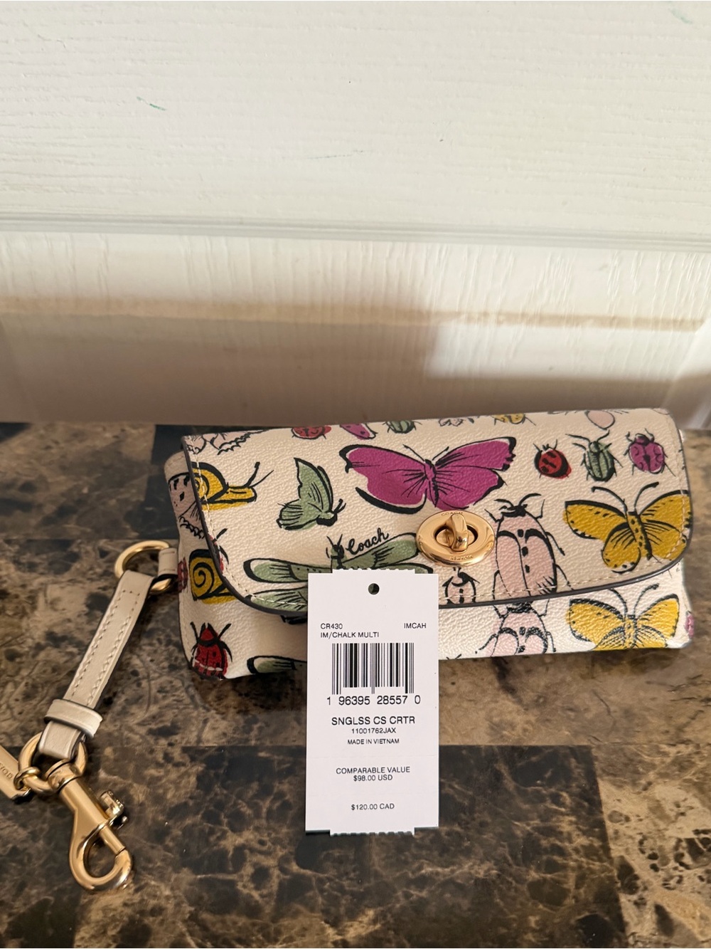 Coach Pink Butterfly Print Eyeglass Case